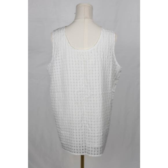 Women's Size XL Blouse Sleeveless Tunic Checkered Pattern White - Picture 4 of 6